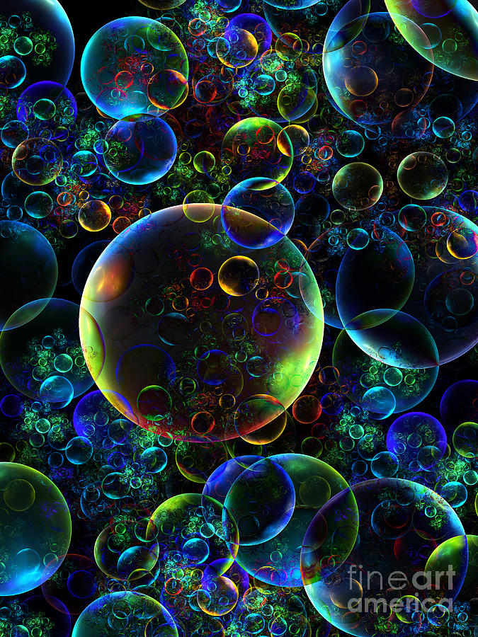 Abstract Digital Art - Bubbles Orgy 2 by Klara Acel