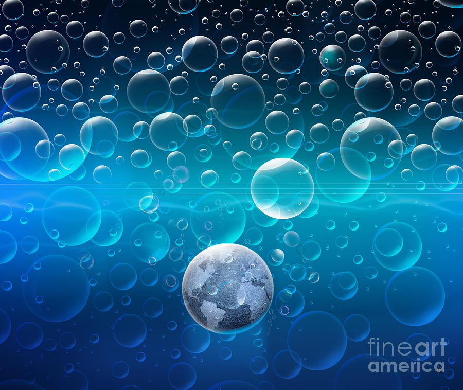 Space Digital Art - Bubbling Planet by Peter Awax