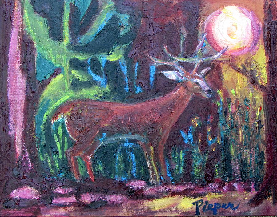 Buck Moon 2 Painting by Betty Pieper