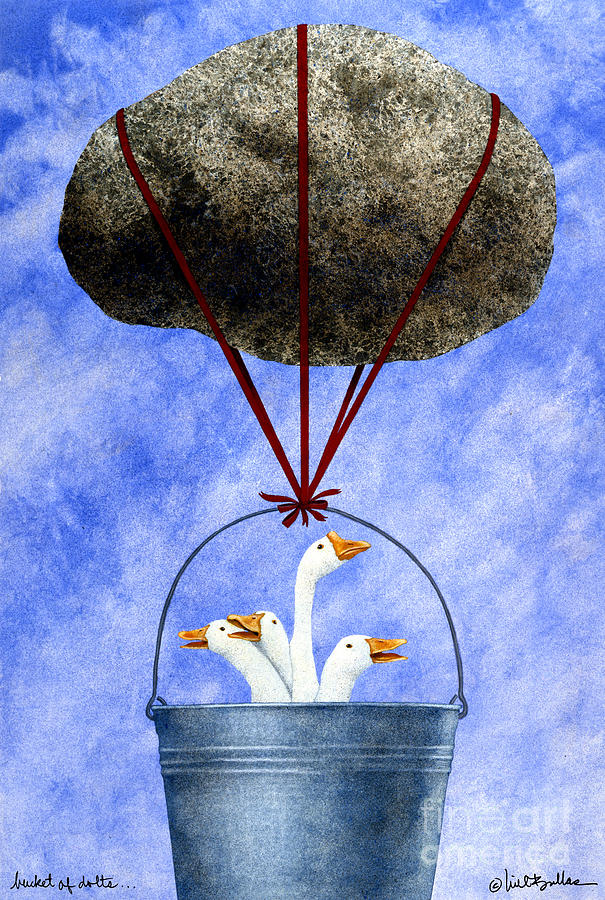 Geese Painting - Bucket Of Dolts... by Will Bullas