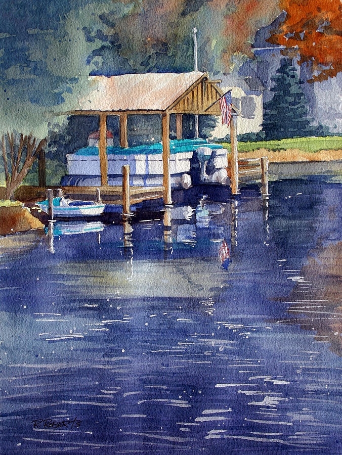 Landscape Painting - Buckeye Lake Boathouse by Robin Roberts