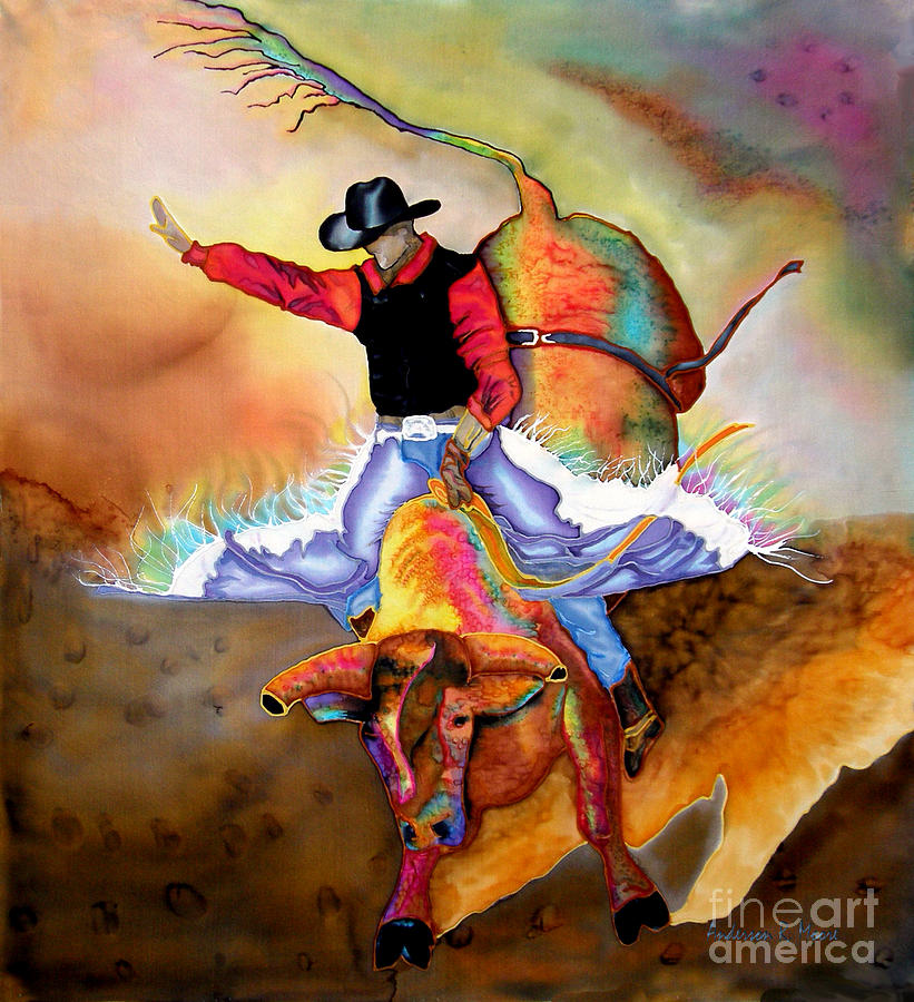 Bucking Bull Painting by Anderson R Moore