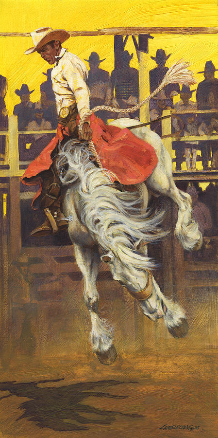 Horse Painting - Bucking Rodeo Horse by Don  Langeneckert