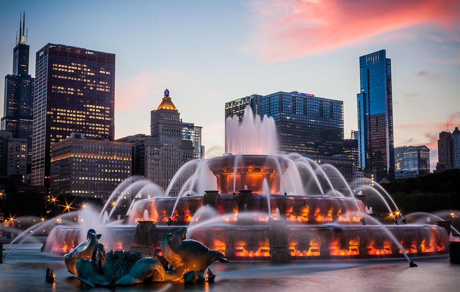 Buckingham Fountain and the Willis Tower Photograph by Anthony Doudt