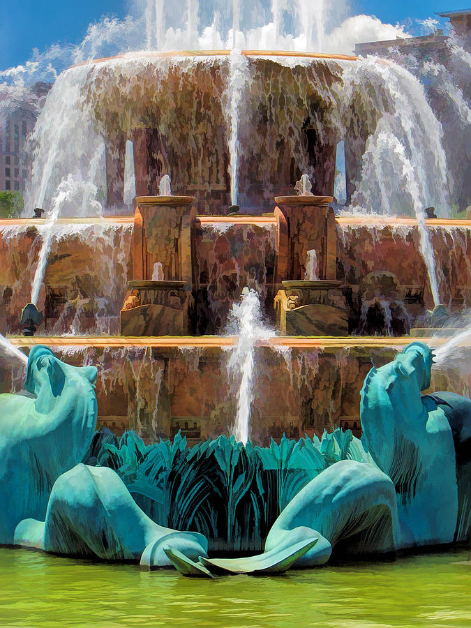 Chicago Buckingham Fountain Closeup Painting by Christopher Arndt