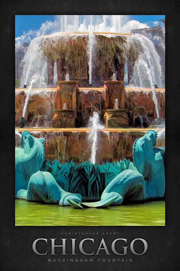 Buckingham Fountain Closeup Poster Painting by Christopher Arndt