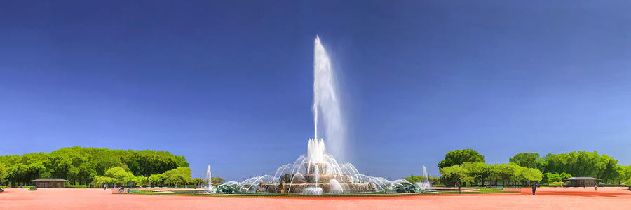 Chicago Buckingham Fountain Panorama Painting by Christopher Arndt