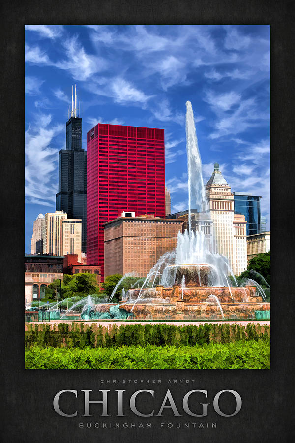 Buckingham Fountain Sears Tower Poster Painting by Christopher Arndt