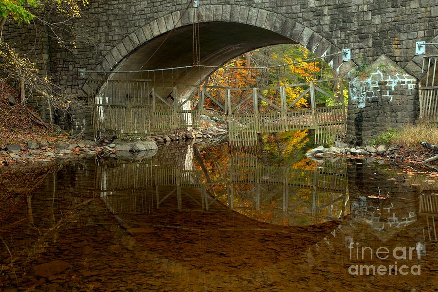 Bucks County Stone Bridge Reflections Photograph by Adam Jewell