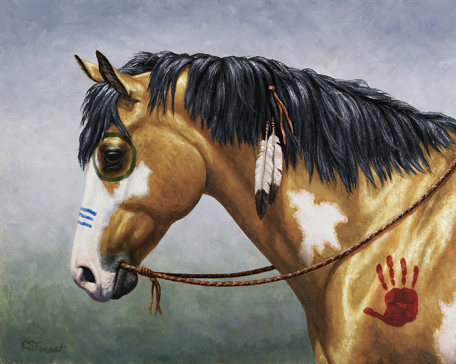 Buckskin Native American War Horse by Crista Forest