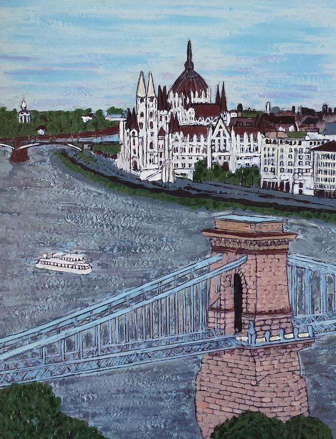Bridge Painting - Budapest Bridge by Jasna Gopic