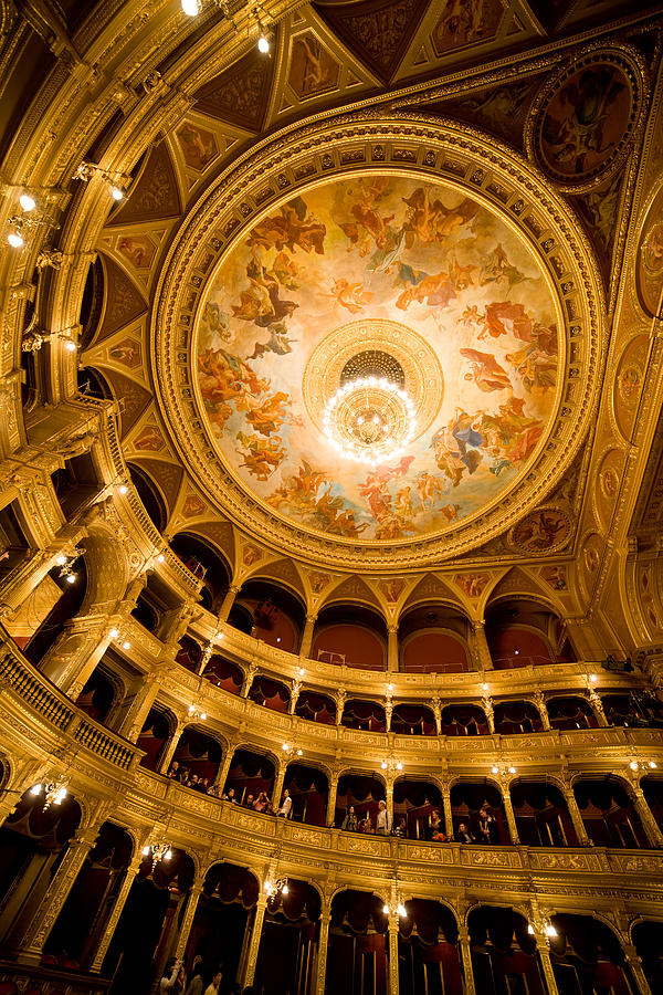 Budapest Opera House Auditorium and Ceiling Photograph by Artur Bogacki