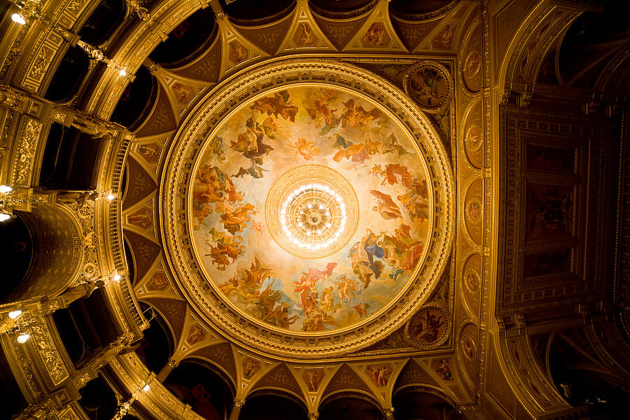 Budapest Opera House Ceiling Frescos Photograph by Artur Bogacki