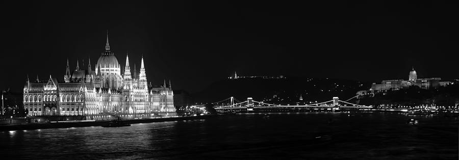 Castle Photograph - Budapest Panorama BW by Joan Carroll