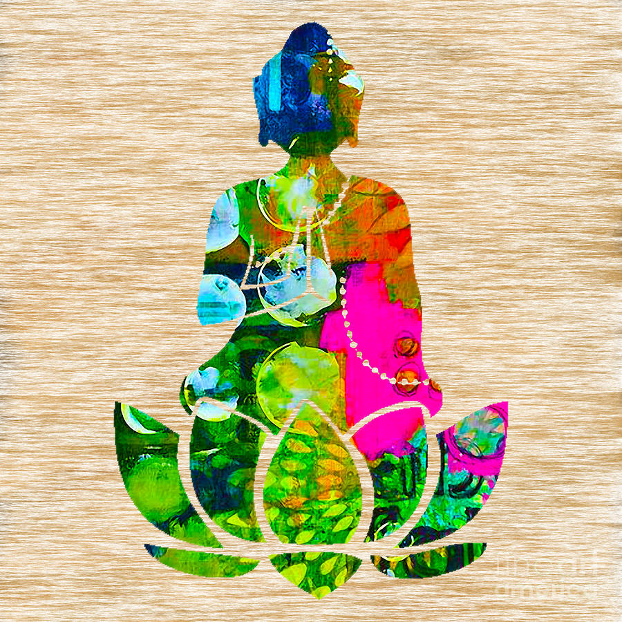 Buddah On A Lotus Mixed Media by Marvin Blaine