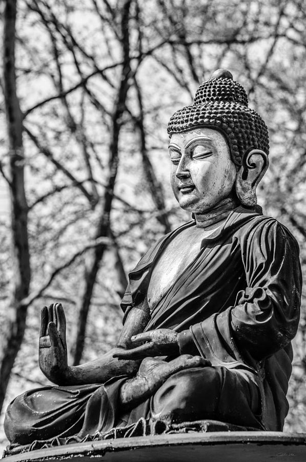 Buddha Siddhartha Gautama In Black And White