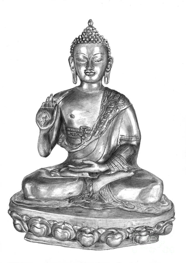 Buddha Drawing by Attila Dancsak