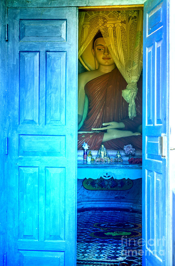 Buddha Behind A Blue Door Photograph by Gina Koch