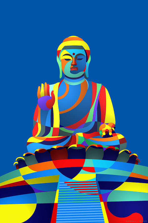 Buddha Blue Digital Art by Randall J Henrie