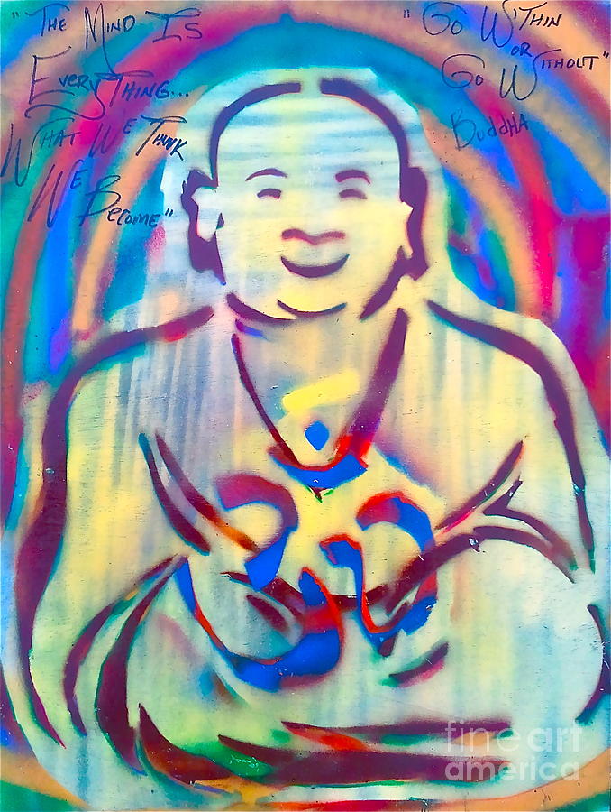 Buddha Burgundy Smiling Painting