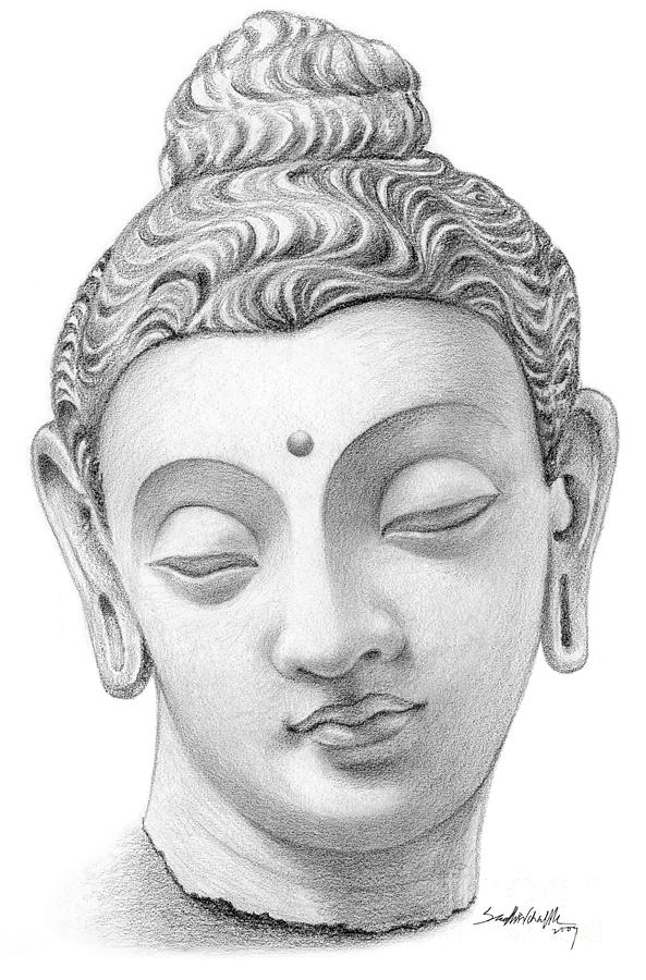 Premium AI Image  A drawing of a buddha face with the word buddha on it