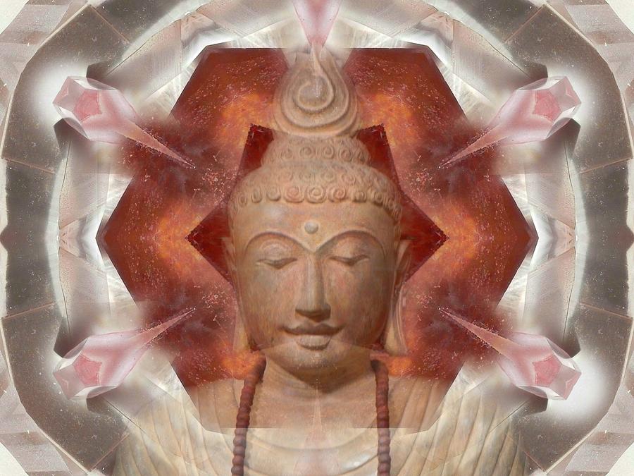 Buddha Head Crystal Mandala Digital Art by Diane Lynn Hix