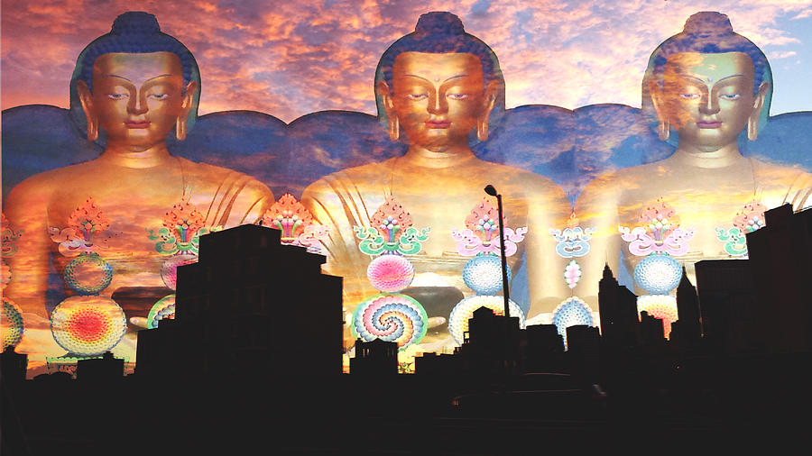 Buddha in the City Digital Art by Karen Mason - Pixels