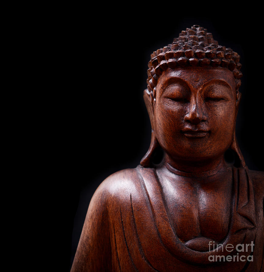Buddha portrait isolated on black background Photograph by Aleksandar ...