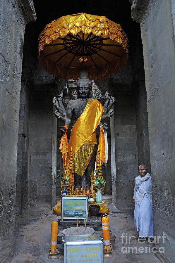 Buddha statue at Angkor Wat Photograph by Sami Sarkis