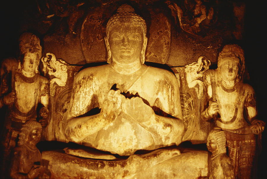 Buddha Statue In Ajanta Caves, India Photograph by Alain Evrard