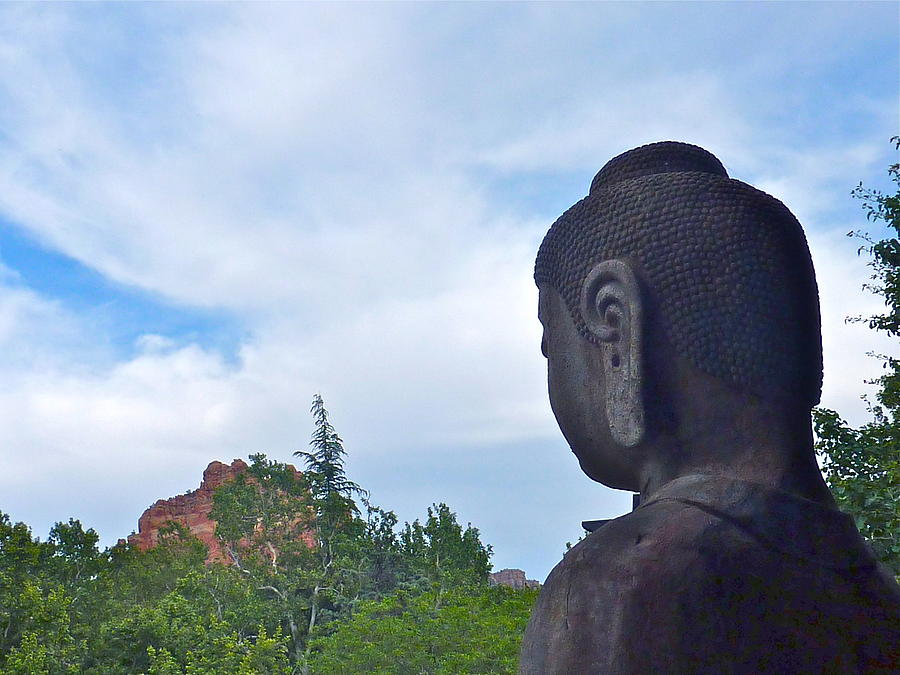 Buddha Statue in Red Rocks AZ Photograph by Victoria Lakes