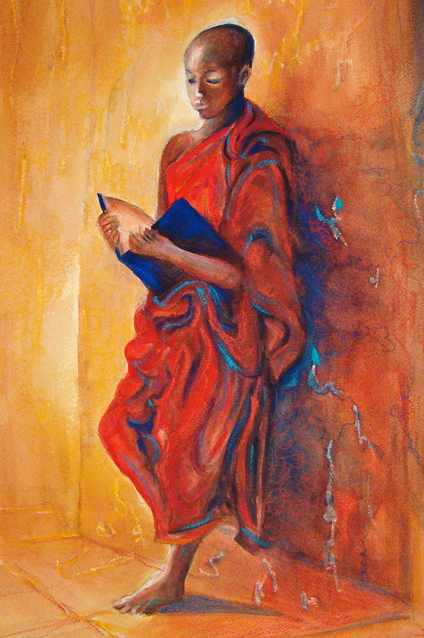 Buddha Study Painting by Myra Evans