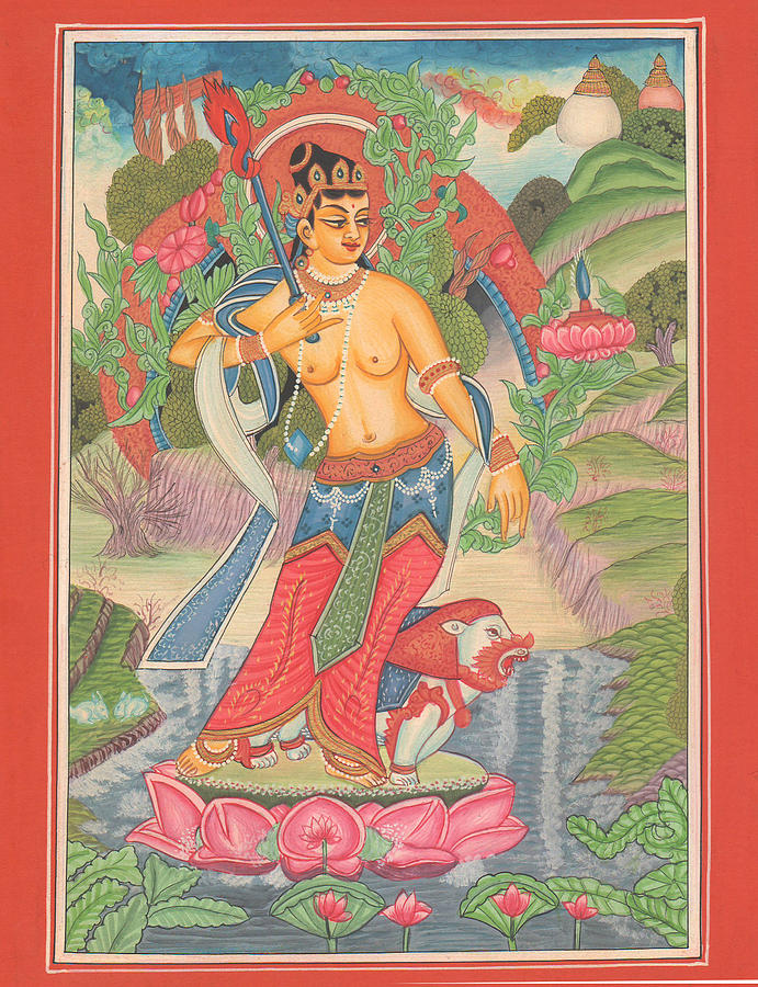 Buddha Thangka Painting India Nepal Handmade Buddhist Thanka Watercolor Folk Art Painting by A K Mundhra