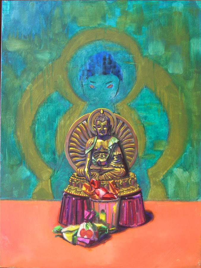 Buddha with Candy Offering  Painting by David Dozier