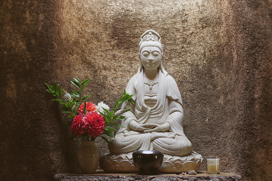 Buddha With Flower Photograph by Elisa Cicinelli