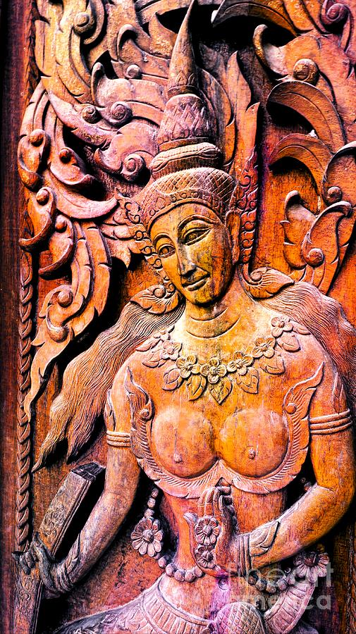 Buddhist Door Carving Photograph