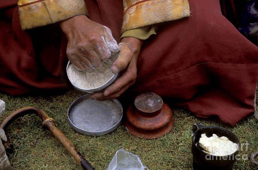 Buddhist Monk Eats Tsampa - Mt Kailash Trek Photograph by Craig Lovell