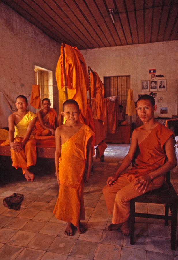 Buddhist Monks At Temple School Vientiane Photograph