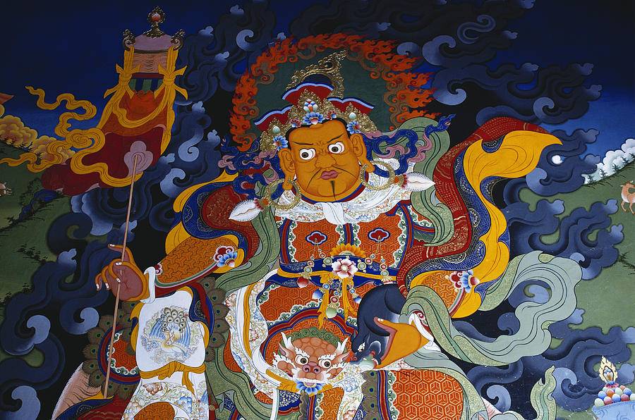 Buddhist Mural At Hemis Monastery, India Painting by George Holton