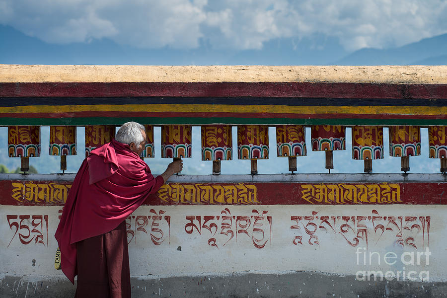 Architecture Photograph - Buddhist prayer wheels in Rumtek monastery by Natapong Paopijit