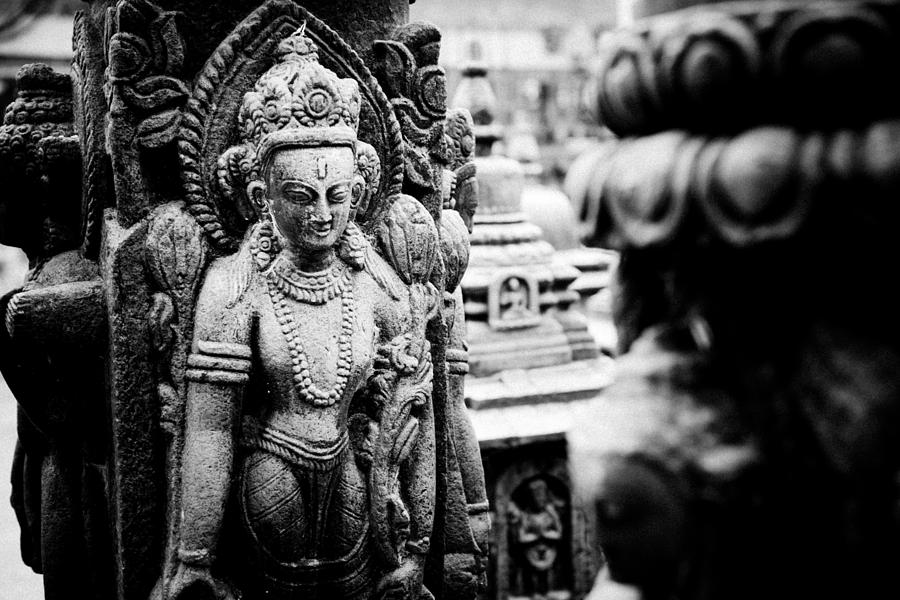 Buddhist sculpture near Swayambhunath Photograph by Raimond Klavins
