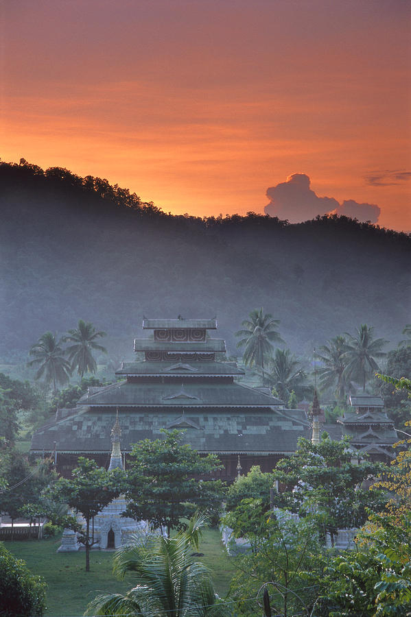  Buddhist  temple  at sunset  Photograph by Richard Berry