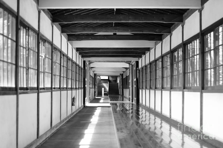 Buddhist Temple in Black and White - Passageway Photograph by Beverly Claire Kaiya