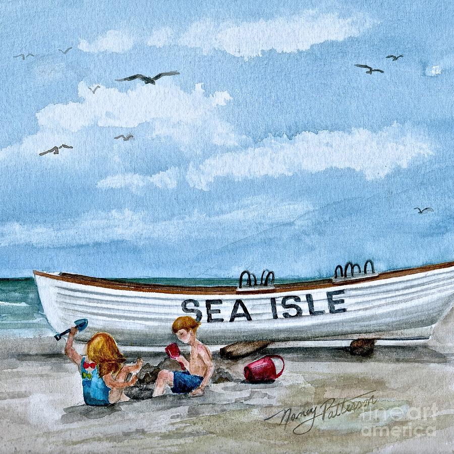 Buddies in Sea Isle City 2 Painting by Nancy Patterson