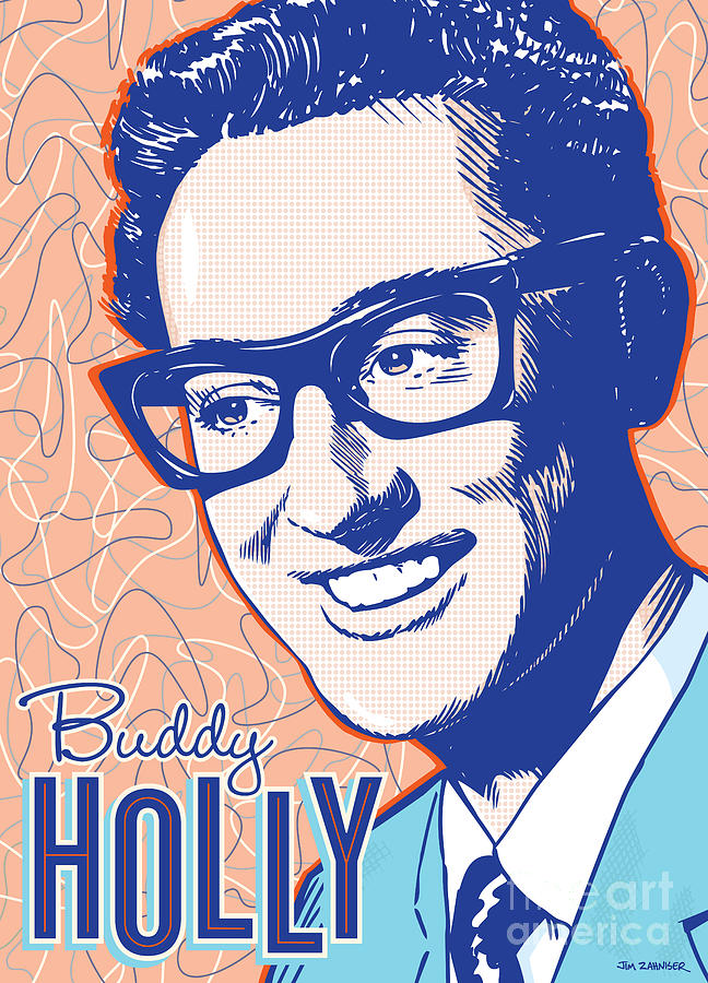 Peggy Sue Digital Art - Buddy Holly Pop Art by Jim Zahniser