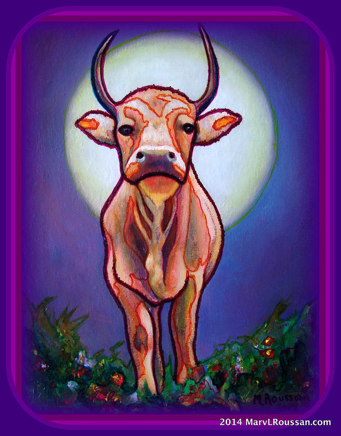 Buddy the bull Painting by MarvL Roussan