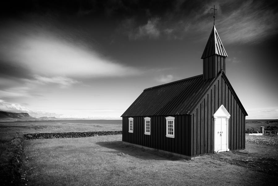 Budir church Iceland black and white Photograph by Matthias Hauser