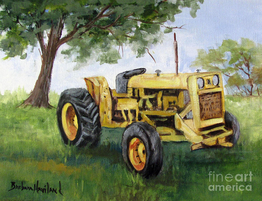 Buds Yellow Tractor Painting by Barbara Haviland