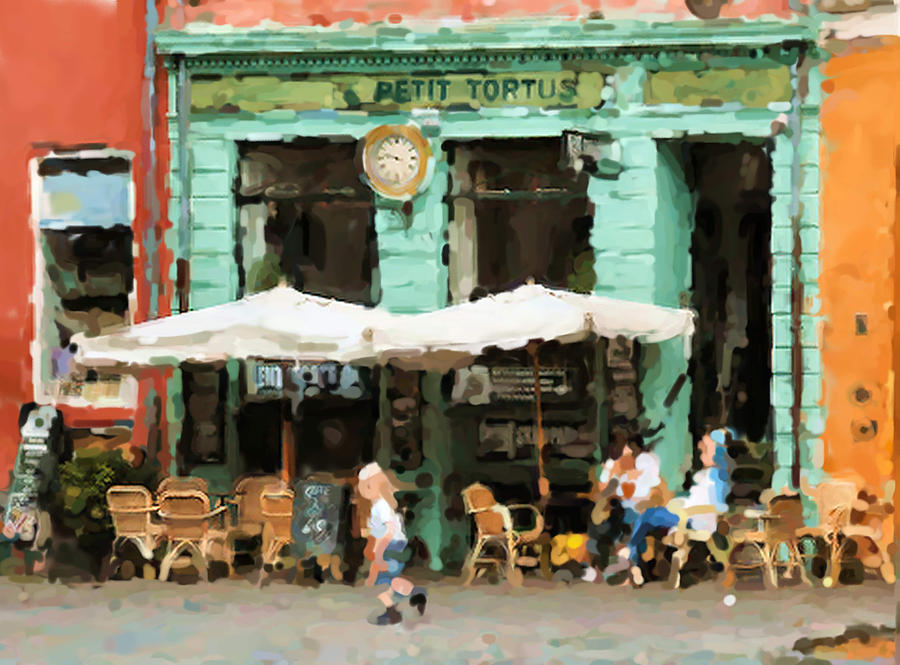 Buenos Aires Caminito restaurant PETIT TORTUS Painting Digital Art by Asbjorn Lonvig