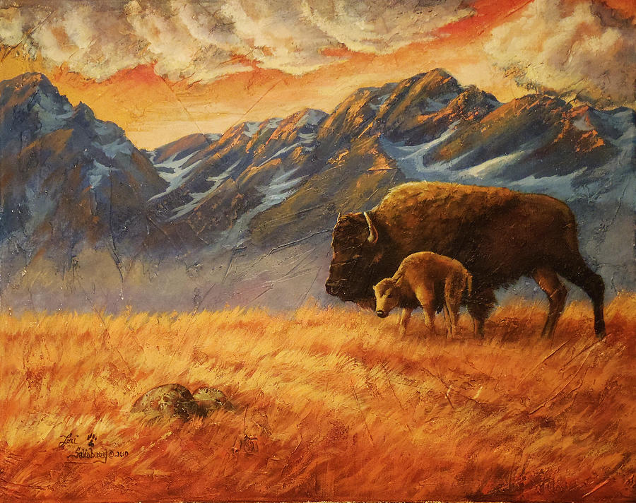 Buffalo From The Beartooths Painting By Lori Salisbury - Fine Art America